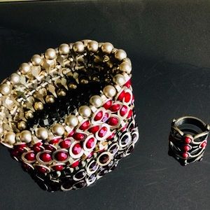 Antique gold and red glamour set. Gorgeous!